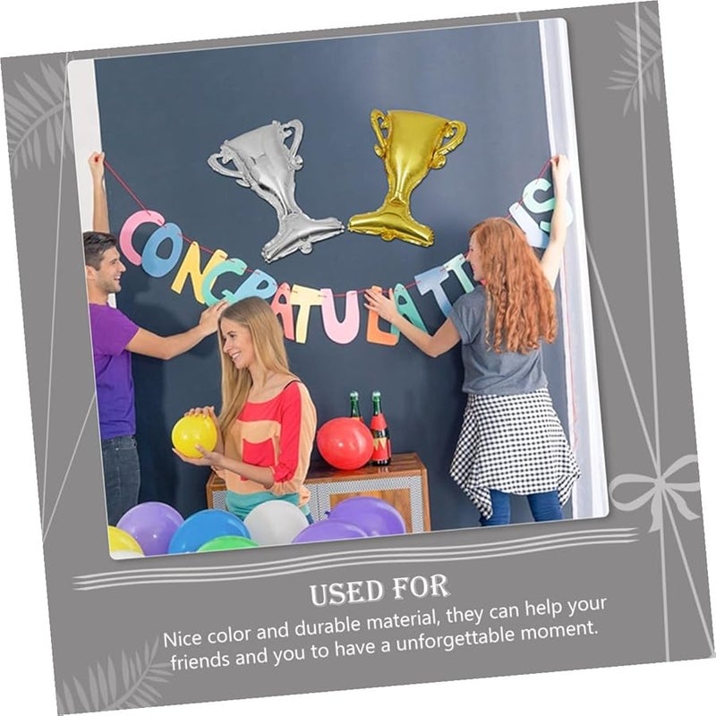 Graduation Trophy Foil Balloons 6Pcs Gold Silver Metallic Party Decor Photo Props - Image 5